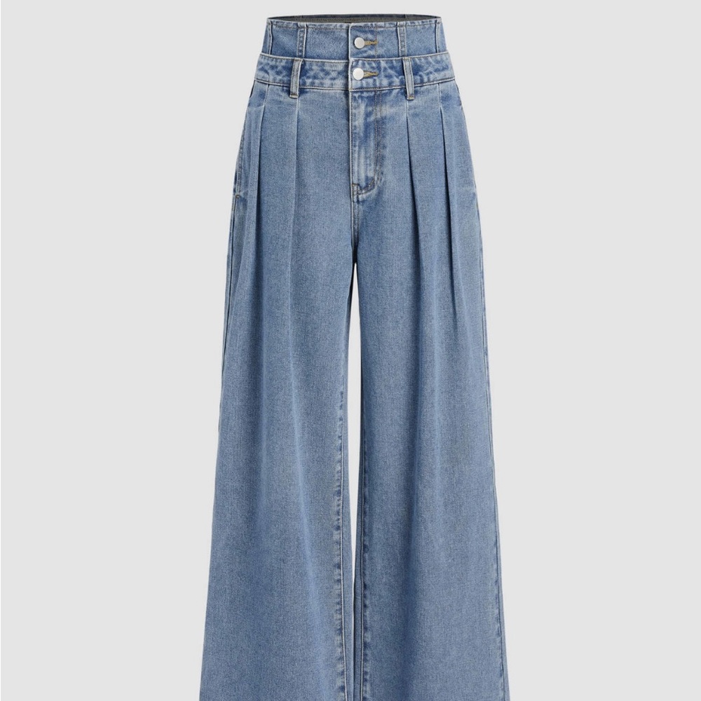 Cider Double Waisted High Rise Wide Leg Jeans
